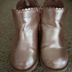 Girls Metallic Rose Gold Ankle Boots